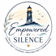 Empowered by Silence logo featuring a lighthouse, ocean waves, soft coastal colors, and the words Empowered by Silence.
